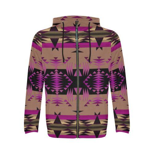Between the Mountains Berry All Over Print Full Zip Hoodie for Men (Model H14) All Over Print Full Zip Hoodie for Men (H14) e-joyer 