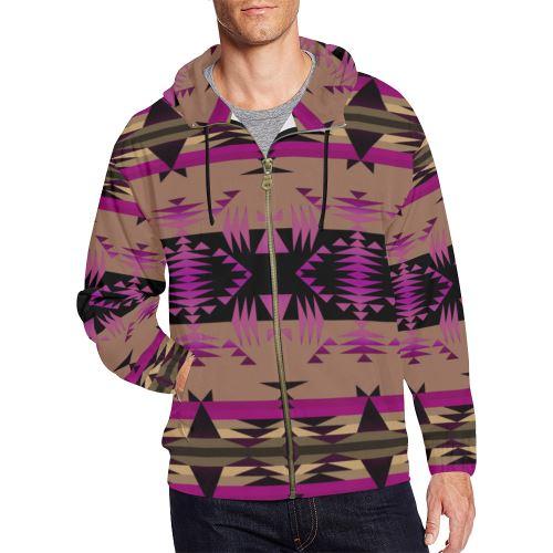 Between the Mountains Berry All Over Print Full Zip Hoodie for Men (Model H14) All Over Print Full Zip Hoodie for Men (H14) e-joyer 