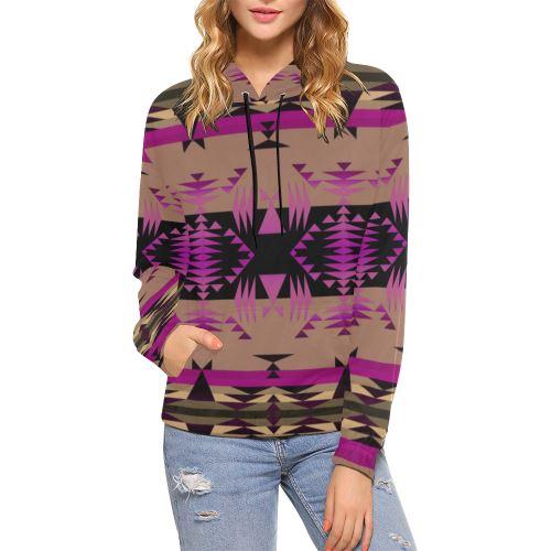 Between the Mountains Berry All Over Print Hoodie for Women (USA Size) (Model H13) All Over Print Hoodie for Women (H13) e-joyer 