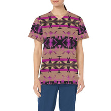 Load image into Gallery viewer, Between the Mountains Berry All Over Print Scrub Top Scrub Top e-joyer 
