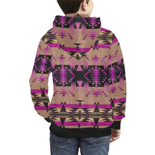 Load image into Gallery viewer, Between the Mountains Berry Kids&#39; All Over Print Hoodie (Model H38) Kids&#39; AOP Hoodie (H38) e-joyer 
