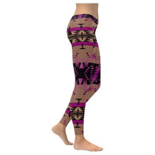 Load image into Gallery viewer, Between the Mountains Berry Low Rise Leggings (Invisible Stitch) (Model L05) Low Rise Leggings (Invisible Stitch) (L05) e-joyer 
