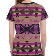 Load image into Gallery viewer, Between the Mountains Berry New All Over Print T-shirt for Women (Model T45) New All Over Print T-shirt for Women (T45) e-joyer 
