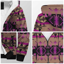 Load image into Gallery viewer, Between the Mountains Berry Sherpa Hoodie 49 Dzine 
