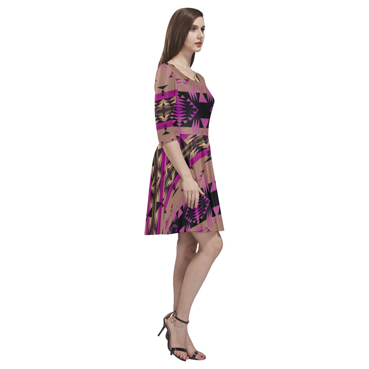 Between the Mountains Berry Tethys Half-Sleeve Skater Dress(Model D20) Tethys Half-Sleeve Skater Dress (D20) e-joyer 