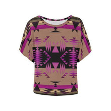 Load image into Gallery viewer, Between the Mountains Berry Women&#39;s Batwing-Sleeved Blouse T shirt (Model T44) Women&#39;s Batwing-Sleeved Blouse T shirt (T44) e-joyer 
