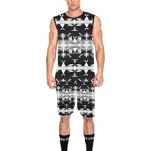 Load image into Gallery viewer, Between the Mountains Black and White All Over Print Basketball Uniform Basketball Uniform e-joyer 
