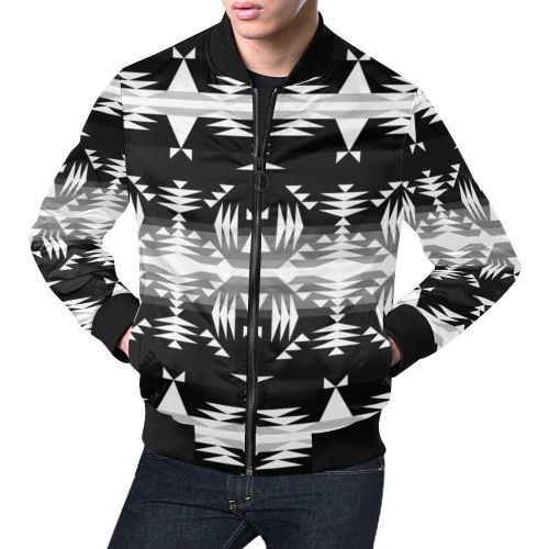 Between the Mountains Black and White All Over Print Bomber Jacket for Men/Large Size (Model H19) All Over Print Bomber Jacket for Men/Large (H19) e-joyer 