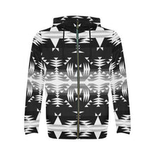 Load image into Gallery viewer, Between the Mountains Black and White All Over Print Full Zip Hoodie for Men (Model H14) All Over Print Full Zip Hoodie for Men (H14) e-joyer 
