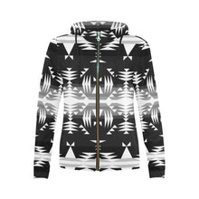 Load image into Gallery viewer, Between the Mountains Black and White All Over Print Full Zip Hoodie for Women (Model H14) All Over Print Full Zip Hoodie for Women (H14) e-joyer 
