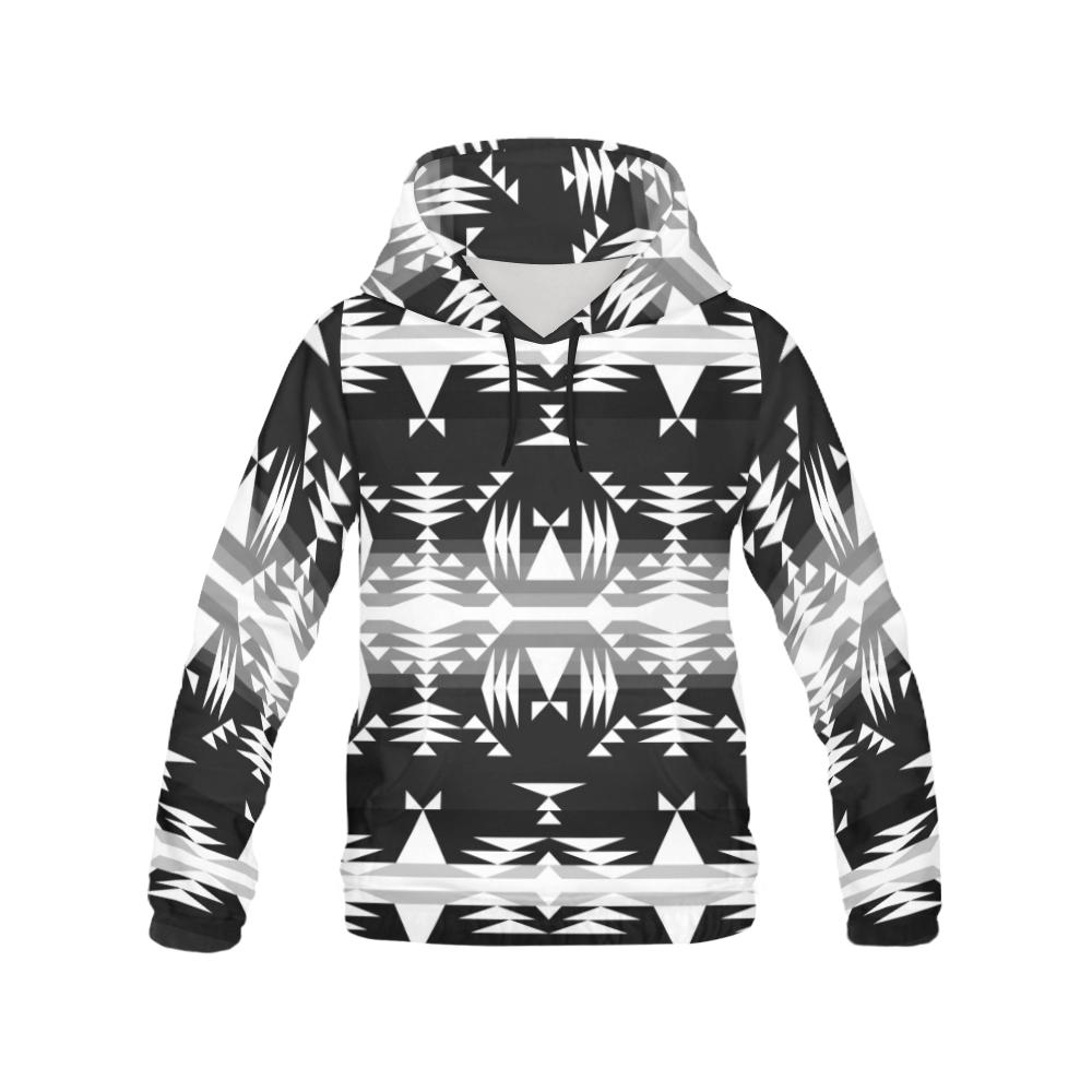 Between the Mountains Black and White All Over Print Hoodie for Men (USA Size) (Model H13) All Over Print Hoodie for Men (H13) e-joyer 
