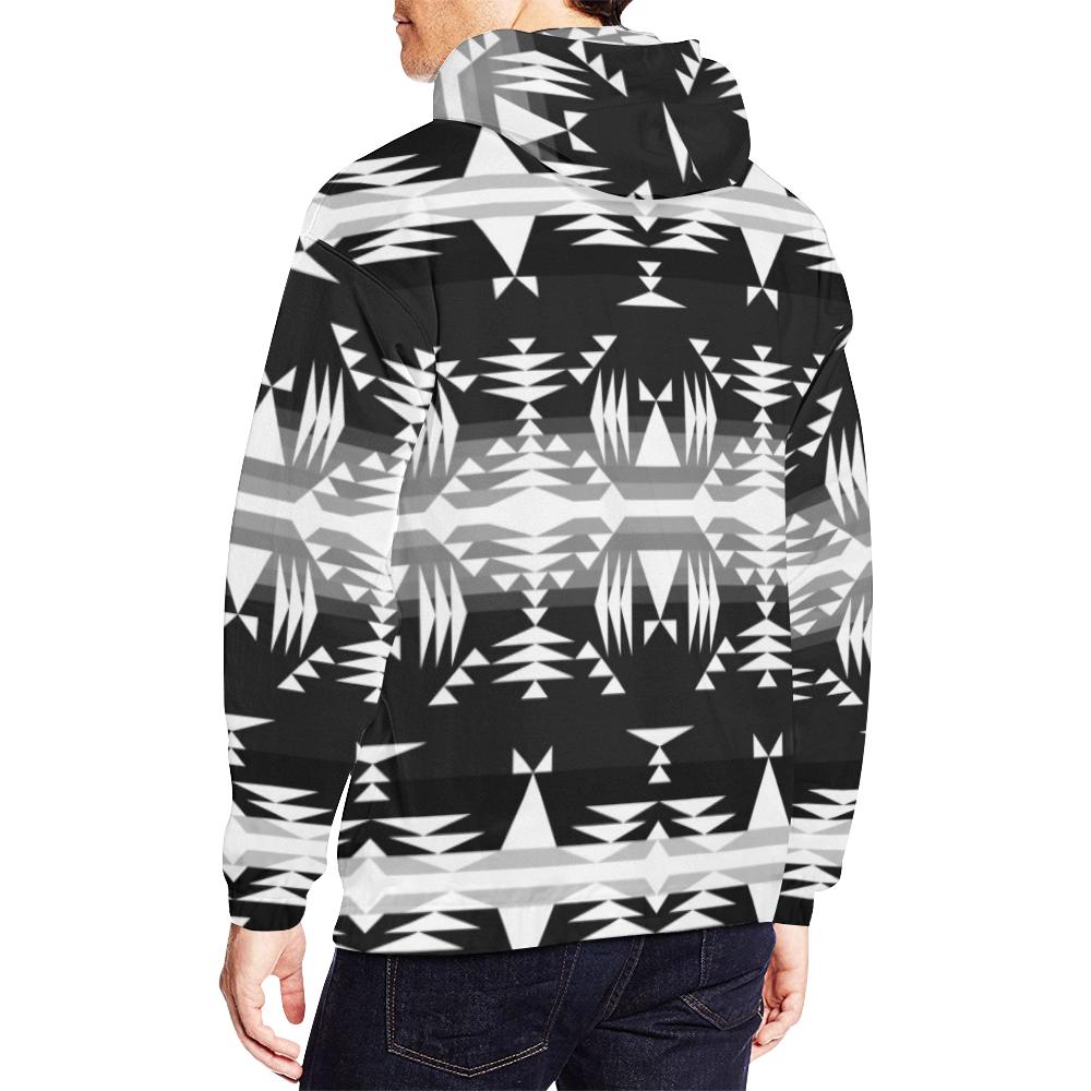 Between the Mountains Black and White All Over Print Hoodie for Men (USA Size) (Model H13) All Over Print Hoodie for Men (H13) e-joyer 
