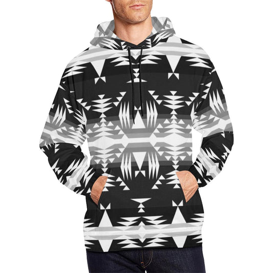 Between the Mountains Black and White All Over Print Hoodie for Men (USA Size) (Model H13) All Over Print Hoodie for Men (H13) e-joyer 