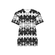 Load image into Gallery viewer, Between the Mountains Black and White All Over Print Scrub Top Scrub Top e-joyer 
