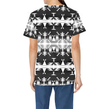 Load image into Gallery viewer, Between the Mountains Black and White All Over Print Scrub Top Scrub Top e-joyer 
