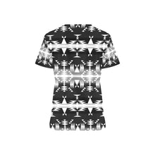 Load image into Gallery viewer, Between the Mountains Black and White All Over Print Scrub Top Scrub Top e-joyer 
