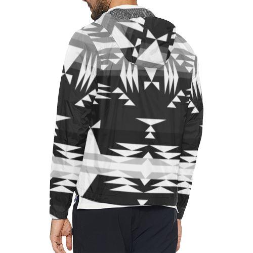 Between the Mountains Black and White All Over Print Windbreaker for Men (Model H23) All Over Print Windbreaker for Men (H23) e-joyer 