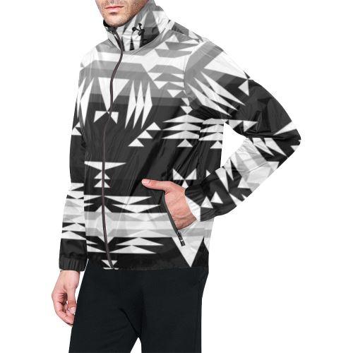 Between the Mountains Black and White All Over Print Windbreaker for Men (Model H23) All Over Print Windbreaker for Men (H23) e-joyer 