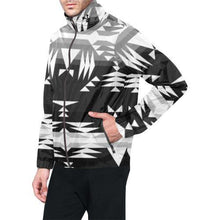 Load image into Gallery viewer, Between the Mountains Black and White All Over Print Windbreaker for Men (Model H23) All Over Print Windbreaker for Men (H23) e-joyer 
