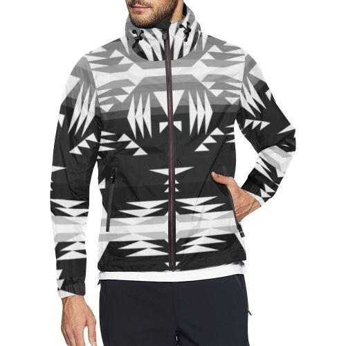 Between the Mountains Black and White All Over Print Windbreaker for Men (Model H23) All Over Print Windbreaker for Men (H23) e-joyer 