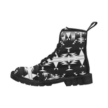 Load image into Gallery viewer, Between the Mountains Black and White Boots for Men (Black) (Model 1203H) Martin Boots for Men (Black) (1203H) e-joyer 
