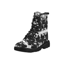 Load image into Gallery viewer, Between the Mountains Black and White Boots for Men (Black) (Model 1203H) Martin Boots for Men (Black) (1203H) e-joyer 
