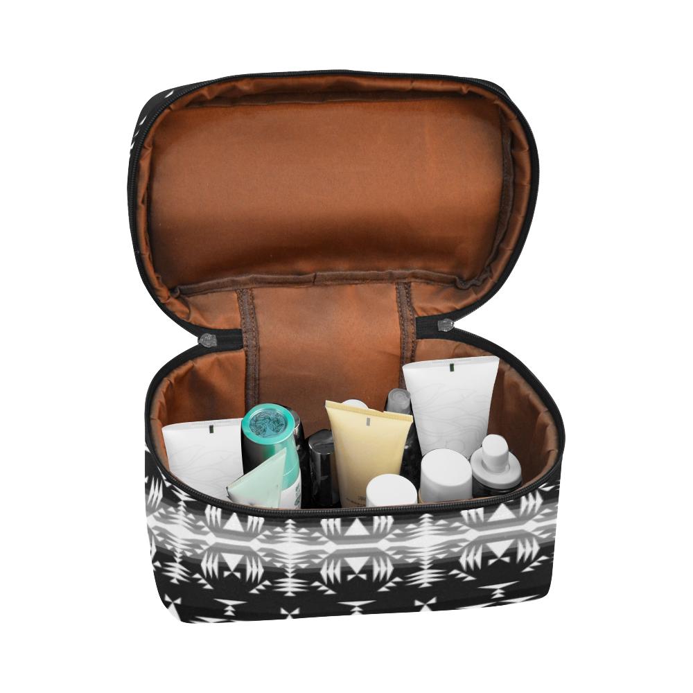 Between the Mountains Black and White Cosmetic Bag/Large (Model 1658) Cosmetic Bag e-joyer 