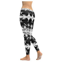 Load image into Gallery viewer, Between the Mountains Black and White Low Rise Leggings (Invisible Stitch) (Model L05) Low Rise Leggings (Invisible Stitch) (L05) e-joyer 
