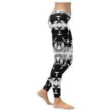 Load image into Gallery viewer, Between the Mountains Black and White Low Rise Leggings (Invisible Stitch) (Model L05) Low Rise Leggings (Invisible Stitch) (L05) e-joyer 
