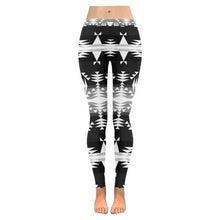 Load image into Gallery viewer, Between the Mountains Black and White Low Rise Leggings (Invisible Stitch) (Model L05) Low Rise Leggings (Invisible Stitch) (L05) e-joyer 
