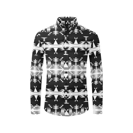 Between the Mountains Black and White Men's All Over Print Casual Dress Shirt (Model T61) Men's Dress Shirt (T61) e-joyer 