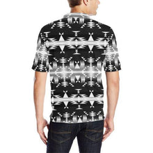 Load image into Gallery viewer, Between the Mountains Black and White Men&#39;s All Over Print Polo Shirt (Model T55) Men&#39;s Polo Shirt (Model T55) e-joyer 
