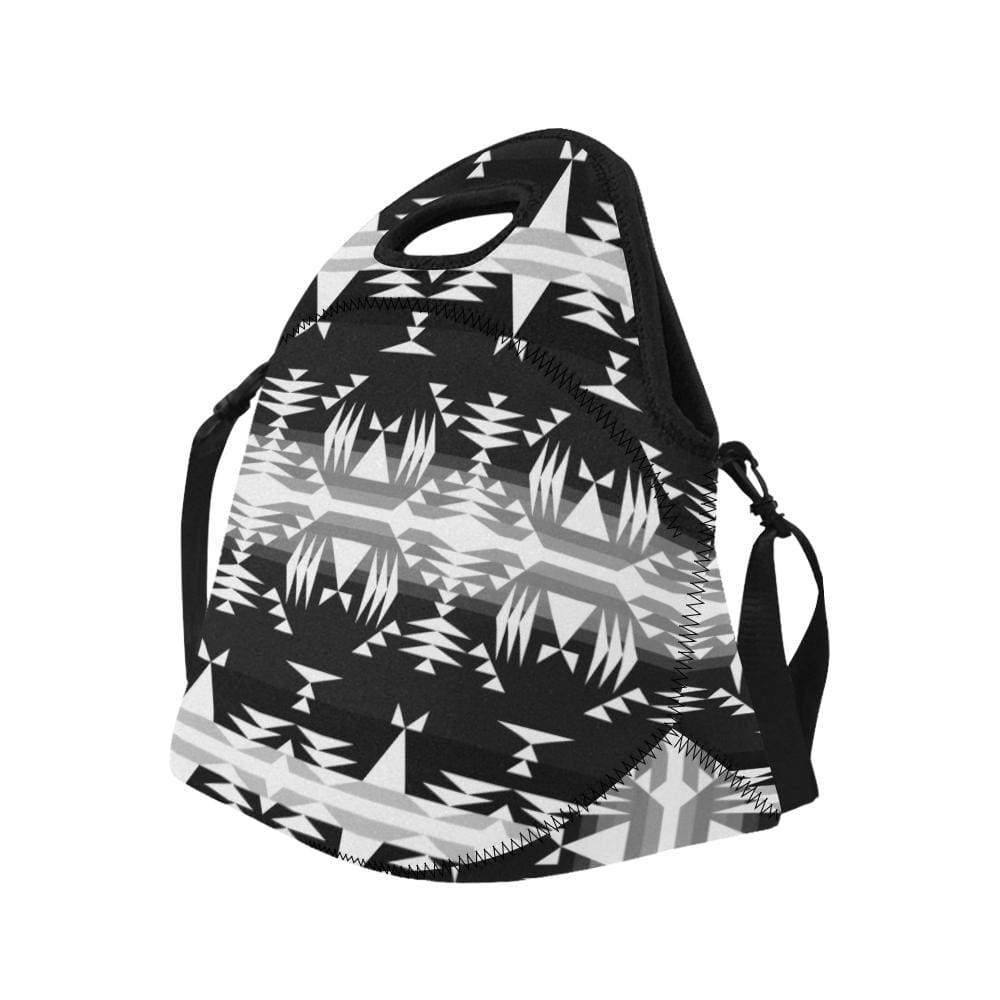 Between the Mountains Black and White Neoprene Lunch Bag/Large (Model 1669) Neoprene Lunch Bag/Large (1669) e-joyer 