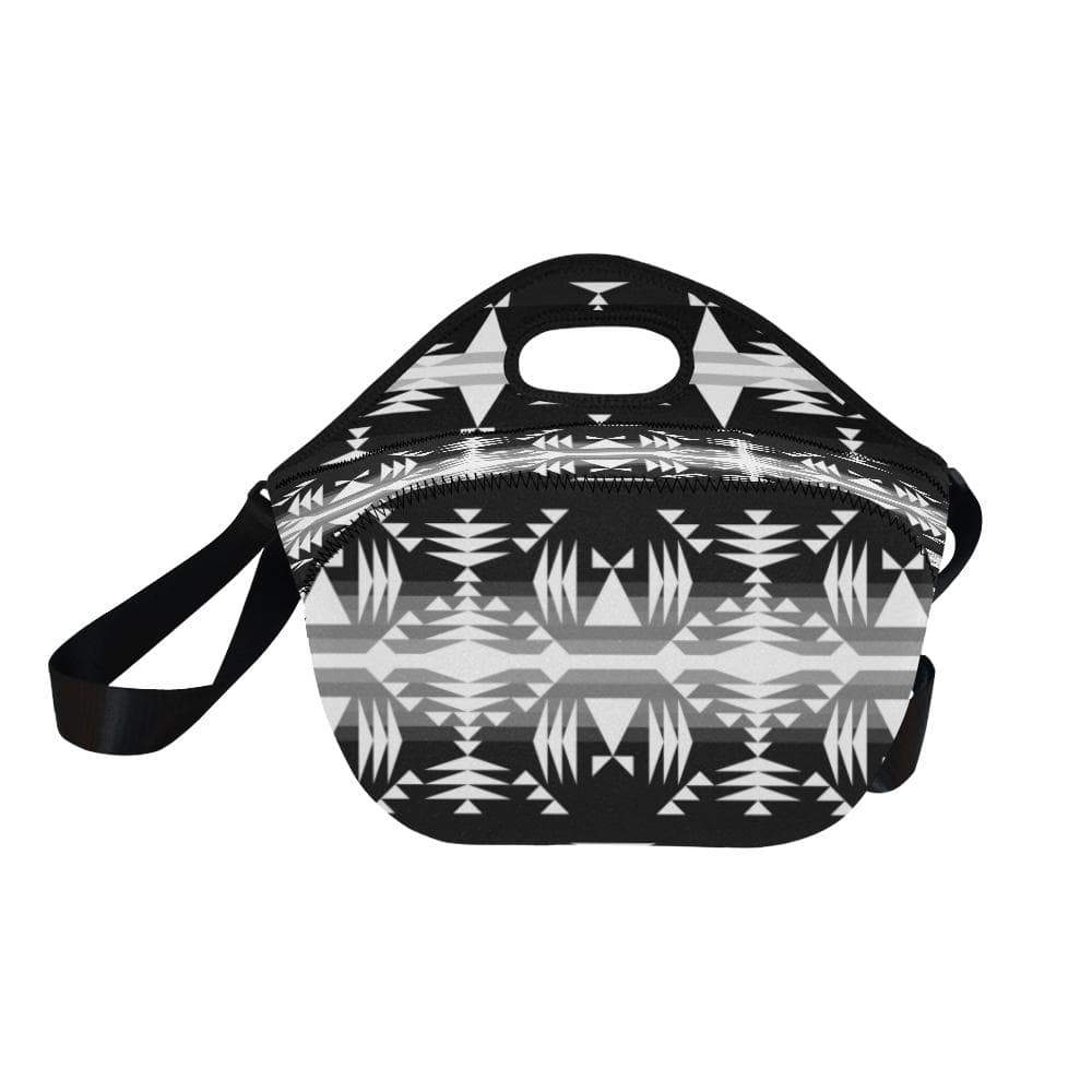 Between the Mountains Black and White Neoprene Lunch Bag/Large (Model 1669) Neoprene Lunch Bag/Large (1669) e-joyer 