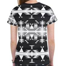 Load image into Gallery viewer, Between the Mountains Black and White New All Over Print T-shirt for Women (Model T45) New All Over Print T-shirt for Women (T45) e-joyer 
