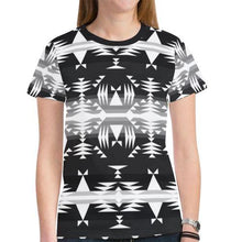 Load image into Gallery viewer, Between the Mountains Black and White New All Over Print T-shirt for Women (Model T45) New All Over Print T-shirt for Women (T45) e-joyer 
