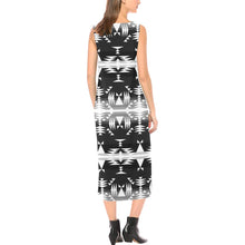 Load image into Gallery viewer, Between the Mountains Black and White Phaedra Sleeveless Open Fork Long Dress (Model D08) Phaedra Sleeveless Open Fork Long Dress (D08) e-joyer 
