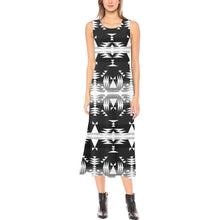 Load image into Gallery viewer, Between the Mountains Black and White Phaedra Sleeveless Open Fork Long Dress (Model D08) Phaedra Sleeveless Open Fork Long Dress (D08) e-joyer 
