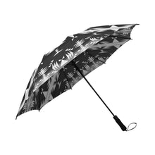 Load image into Gallery viewer, Between the Mountains Black and White Semi-Automatic Foldable Umbrella Semi-Automatic Foldable Umbrella e-joyer 
