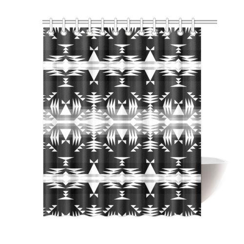 Between the Mountains Black and White Shower Curtain 60