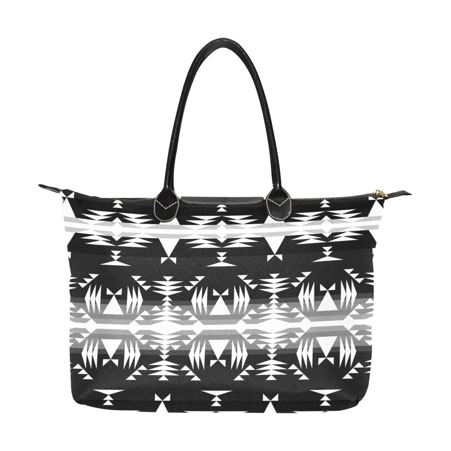Between the Mountains Black and White Single-Shoulder Lady Handbag (Model 1714) bag e-joyer 