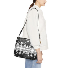 Load image into Gallery viewer, Between the Mountains Black and White Small Shoulder Bag (Model 1710) Small Shoulder Bag (1710) e-joyer 
