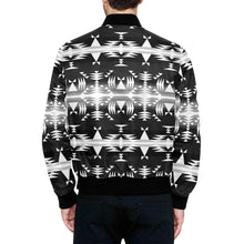 Load image into Gallery viewer, Between the Mountains Black and White Unisex Heavy Bomber Jacket with Quilted Lining All Over Print Quilted Jacket for Men (H33) e-joyer 
