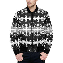 Load image into Gallery viewer, Between the Mountains Black and White Unisex Heavy Bomber Jacket with Quilted Lining All Over Print Quilted Jacket for Men (H33) e-joyer 
