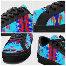 Load image into Gallery viewer, Between the Mountains Blue Aapisi Low Top Canvas Shoes Black Sole 49 Dzine 
