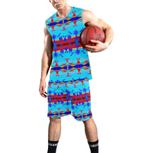 Load image into Gallery viewer, Between the Mountains Blue All Over Print Basketball Uniform Basketball Uniform e-joyer 
