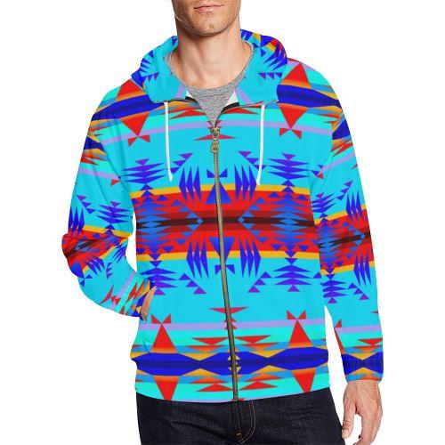 Between the Mountains Blue All Over Print Full Zip Hoodie for Men (Model H14) All Over Print Full Zip Hoodie for Men (H14) e-joyer 