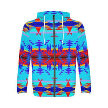 Load image into Gallery viewer, Between the Mountains Blue All Over Print Full Zip Hoodie for Men (Model H14) All Over Print Full Zip Hoodie for Men (H14) e-joyer 
