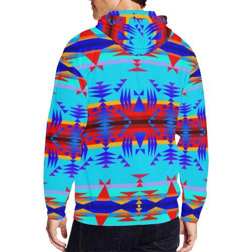 Between the Mountains Blue All Over Print Full Zip Hoodie for Men (Model H14) All Over Print Full Zip Hoodie for Men (H14) e-joyer 