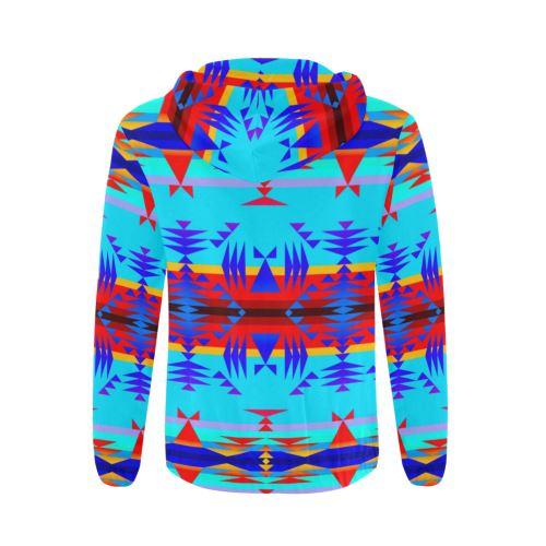 Between the Mountains Blue All Over Print Full Zip Hoodie for Men (Model H14) All Over Print Full Zip Hoodie for Men (H14) e-joyer 